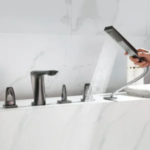 Aideal Brushed Gold Bathtub Shower Faucet Set Brass Luxury Bathtub Faucet Gold 5pcs