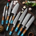 XITUO High Quality 67 Layers Japanese Damascus Kitchen Knives Set Multifunctional Cooking Knifes Damascus Steel Chef Knife