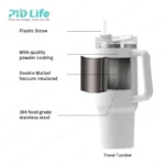 PYD Life 40oz Travel Tumbler Powder Coating Double Wall Stainless Steel Cup 40oz Cup with Removable Plastic Handle