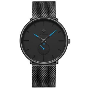WWOOR 8855 Top Mens Luxury Watch Black Dial Quartz Analog Watch