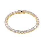 Hip Hop Iced Out Cubic Zirconia Bracelet Men Women 1 Row 6mm Geometric 5A CZ Stone Tennis Chain Bracelet 925 Sterling Silver