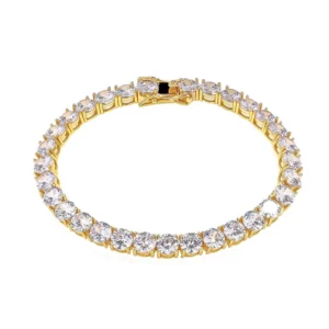 Hip Hop Iced Out Cubic Zirconia Bracelet Men Women 1 Row 6mm Geometric 5A CZ Stone Tennis Chain Bracelet 925 Sterling Silver