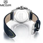 Megir Mens Chronograph Watch Reloj Hombrej Casual Alloy Sport Stylish Waterproof Quartz Watches