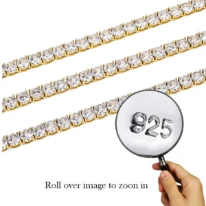Hip Hop Iced Out Cubic Zirconia Bracelet Men Women 1 Row 6mm Geometric 5A CZ Stone Tennis Chain Bracelet 925 Sterling Silver