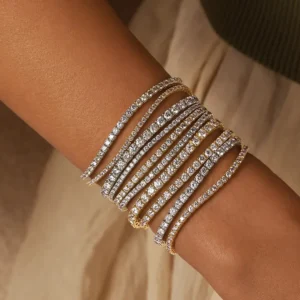 Hip Hop Iced Out Cubic Zirconia Bracelet Men Women 1 Row 6mm Geometric 5A CZ Stone Tennis Chain Bracelet 925 Sterling Silver
