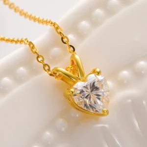 Fine Jewelry 100% 925 Sterling Silver 1ct Heart Cut D Color VVS Moissanite Solitaire Pendant Necklace