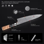 XITUO 1-9 Pieces Damascus Steel Kitchen Knives Set Sharp Chef Knife Black Resin Handle Kitchen Utility Cutting Tools