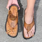 High Quality Summer Flip-Flop Luxury Genuine Leather Flat Soft Bottom Beach Men Slippers