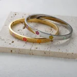 Statement Stainless Steel Jewellery Waterproof 18K Gold Plated Hypoallergenic Colorful Enamel Heart Flower Cuff Bangle for Women