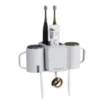 Wall-Mounted Modern White PP Plastic Multi-Purpose Toothbrush Holder Punch-Free Bathroom Accessories Organizer Home