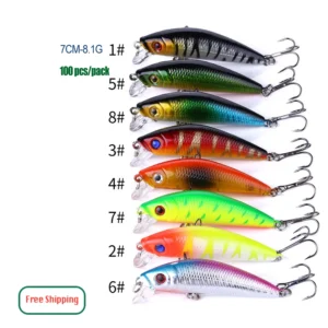 100pcs Minnow Lures Fishing Free Shipping Hard Minnow Fishing Lures