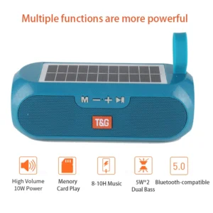 Mini Blue Wireless Speakers Music Sound Player bluetooth Speaker Solar Charger Speaker