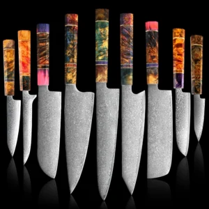 XITUO Damascus Kitchen Knife Set Full Tang Quenching Forging Japanese Damascus Steel Knife Vg10 Cooking Fillet Fish Chef Knife