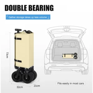 Outdoor Collapsible Camping Cart 600D Oxford Metal Utility Shopping Garden Beach Folding Wagon
