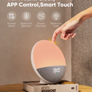Wake up Light Sunrise Alarm Clock for Kids, Wireless Speaker Sound Machine with 15 White Noise, 3 Alarms, 5 Night Modes,
