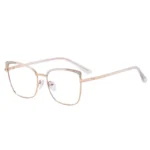 MS 81558 Stylish Large Frame Women’s Metal Glasses Block Blue Light Shiny Frames Designer Eyeglasses Optical