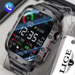 Lige  Bw0667 Men’s Outdoor Smart Watch Waterproof Sports Fitness Call Health Monitor 1.96″ HD Display Smartwatch for Android IOS
