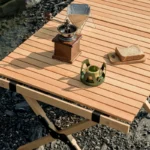 Multi-functional Egg Roll up Table Long Wood Color Convenient Aluminum Alloy Table Casual Dining Portable Table