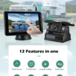 IPoster 2x BSD Solar Backup Cameras 10000mAh Rechargeable Battery Magnetic with 5 Inch Touch Screen DVR Loop Recording Monitor