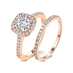 SGARIT Jewelry 14k Black White Rose Yellow Gold 1.5 Carat VVS D Moissanite Diamond Engagement Wedding Ring Set for Women