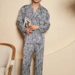 High quality Robe Zebra Print Long Pants Viscose Pajamas Pyjamas Silk Sleepwear Women Nightwear Luxury Pyjamas