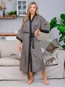 Women's 2 Pieces Luxury Letter Print Cool Ice Silk Pajamas Shorts-sleeved Cardigan Robe Female Casual Home Clothes Night-robe