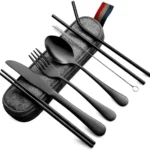 Portable Cutlery Set Stainless Steel Outdoor Camping Travel Flatware Utensils Set With Pouch