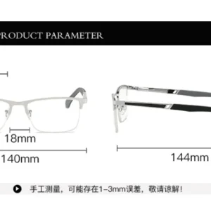 Metal Half Frame Reading Glasses with Blue Light Protection, +1.00 to +4.00