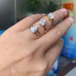 18K Solid Yellow Gold Ring 1 Carat Moissanite Wedding Ring Women