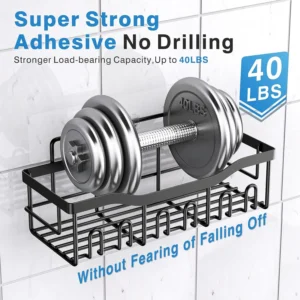 Metal Adhesive Shower Organizer Shelves for Bathroom & Kitchen,No Drilling Large Capacity Rustproof Bathroom Organizer