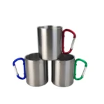 Stainless Steel Insulated Coffee Cup with Carabiner Handle Sublimation Blank for Back to School for Climbing