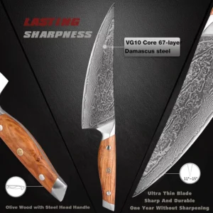 Premium 67-Layer Damascus Steel Nakiri Knife Super Sharp
