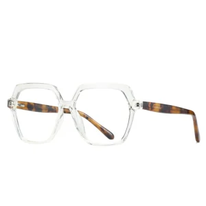 Big Frame Vintage Myopia Eyeglass Frames New Transparent Brown Flat Lens Eyewear Computer TR90 Women Blue Light Blocking Glasses
