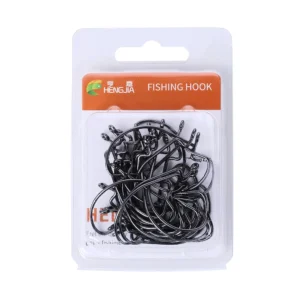Hengjia Crank Hook Black 30pcs Boxed Single Hook 30pcs/box