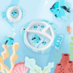 Cute Fish Style Designed for Kids Dinnerware Set Biodegradable Bamboo Fiber Dinnerware Plate Set