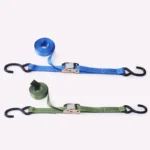 1 Inch Polyester Cargo Lashing Belt With S Hook Ratchet Tie Down Strap for Car Emergency Towing