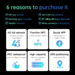 4G LTE Smartwatch for Men – Android/iOS, Full-Touch Fitness Watch