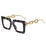 Optical Glasses High End Chain Temple Acetate Big Square Vintage Spring Sunglasses