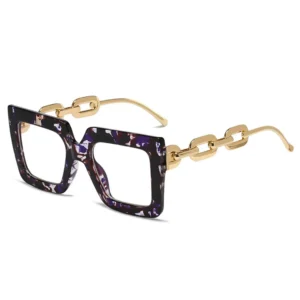 Optical Glasses High End Chain Temple Acetate Big Square Vintage Spring Sunglasses