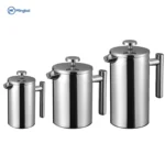 French Press Coffee Maker with Stainless Steel Filter System Handcrafted Coffee for Home Kitchen Use Metal Press with Lid