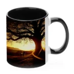 POD 11oz Sublimation Blank Ceramic Coffee Taza Two Tone Mug Inner and Handle Color Black