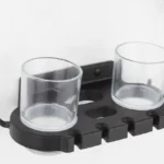 Adhesive Black Aluminum Toothpaste Dispenser Toothbrush Cup Holder Wall Mounted Toothbrush Racks Toothbrush Storage Holder