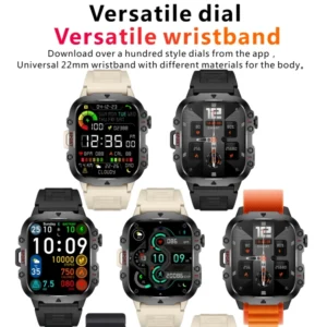 Smart Watch for Men Voice Assistant Breathing Exercise Multiple Sports Modes Weather Flashlight Clock Display Smartwatch
