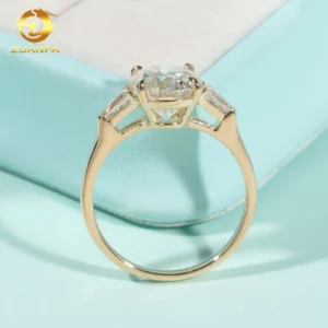 Elegant 14k Yellow Gold GRA Wedding Bridal Jewelry Gorgeous 4Claws Setting 3ct Oval VVS Moissanite Diamond Engagement Ring Women