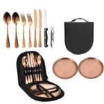 Picnic Set Camping Silverware Organizer Dinnerware Set Eating Utensils Spoon Butter Knife Foldable Cutlery Set