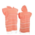 Quick Dry Hooded Beach Robe 100% Cotton Turkish Surf Poncho Towel for Adults & Kids Striped Pattern for Swimming