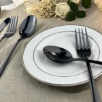 Noble Elegant Black Stainless Steel Travel Camping Flatware Set Popular Design for Wedding Family Party & Kids Spoon Fork Set