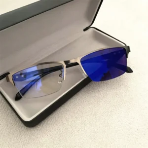 Anti Blue Light Opptical Metal TR90 Half Rim Small Rectangle Kacamata Photocromic Male Man Photogray Anti Reflection Glasses