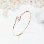 SGARIT 18K Rose Gold Cultivated Diamond Ciliary Stone Valentine Gift  Ring Bangle Jewelry Set