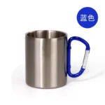 Stainless Steel Insulated Coffee Cup with Carabiner Handle Sublimation Blank for Back to School for Climbing